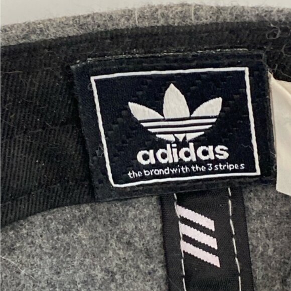 Adidas Original logo hat Wool mix Black/Gray Flat Brim Adjustable Streetwear - Picture 8 of 10